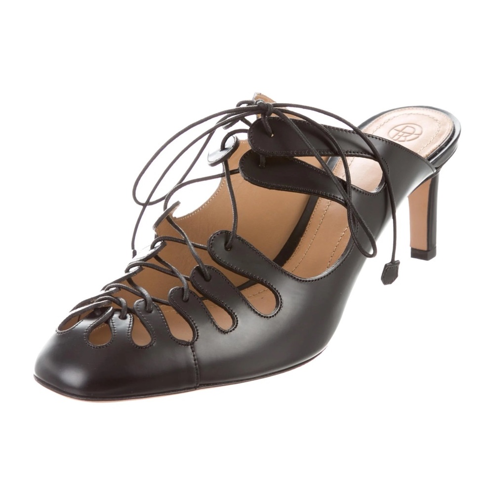 The Row Black Lace-Up Heels